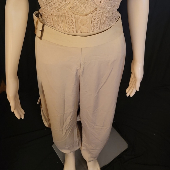 Fashion Nova Tan Belted Pant Romper - Picture 2 of 2
